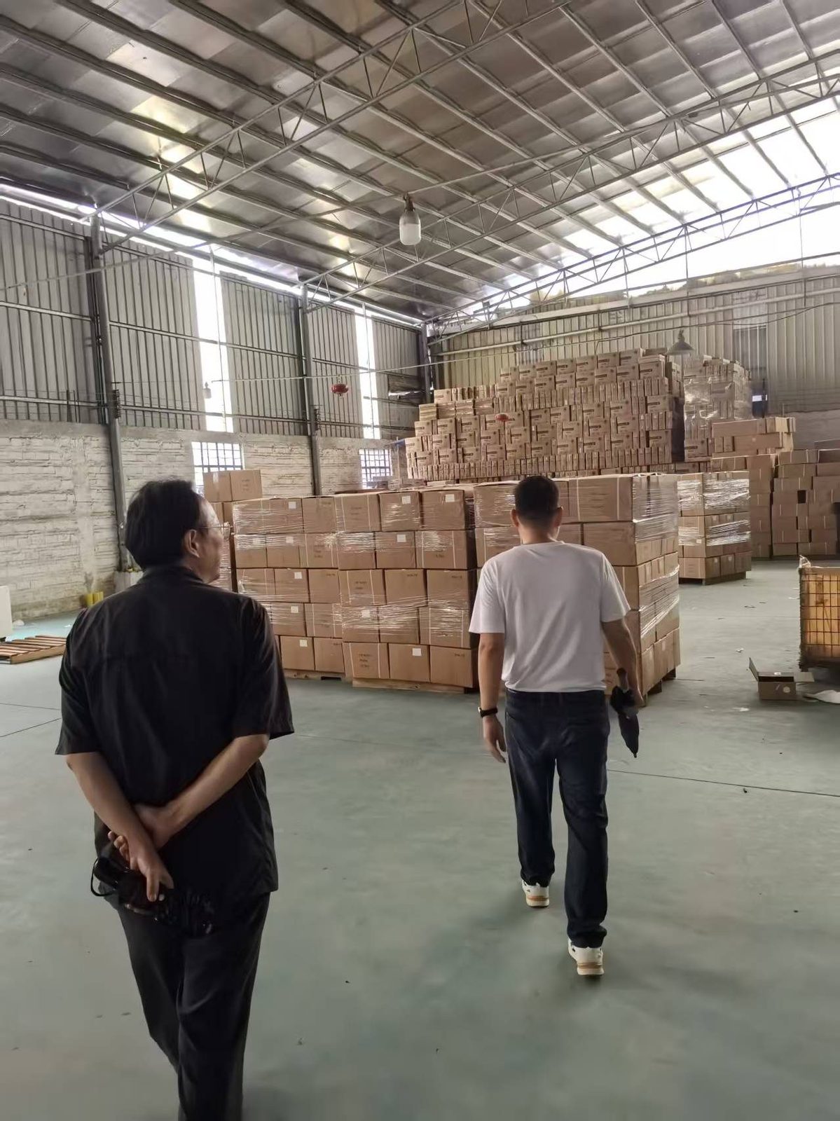 Palletised cartons ready for dispatch at a factory warehouse